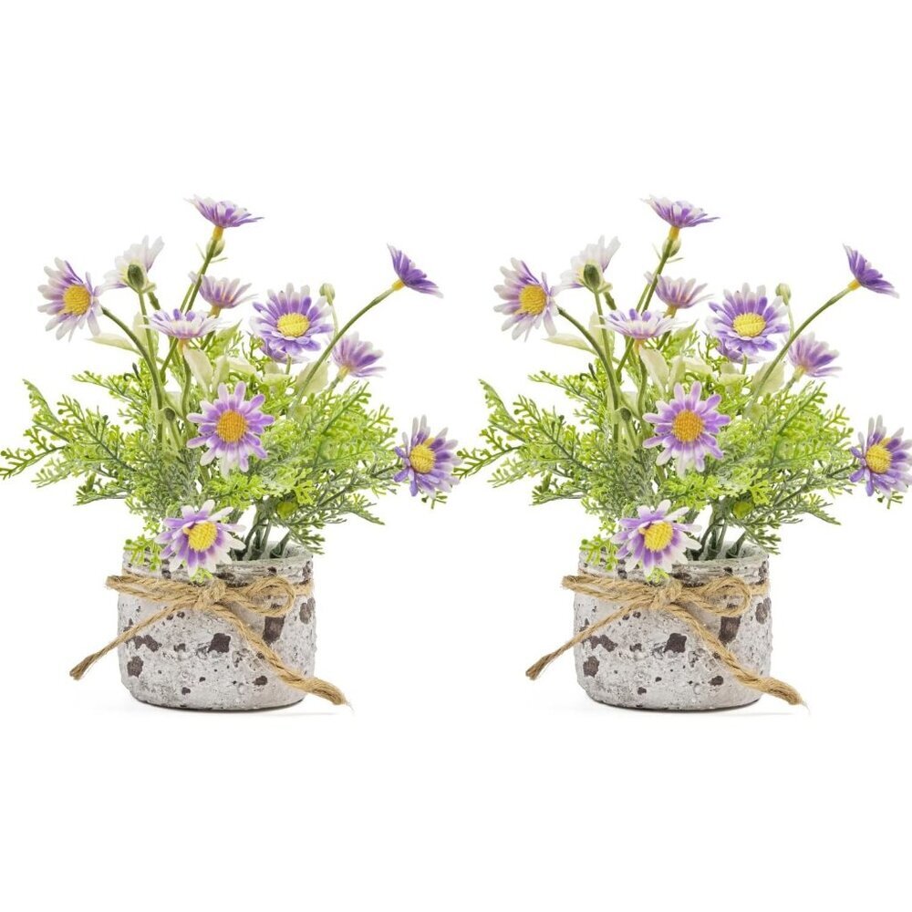 Fake Plants Purple Daisy Small with 2 Pack The Sunflower Bathroom Shelf Decor